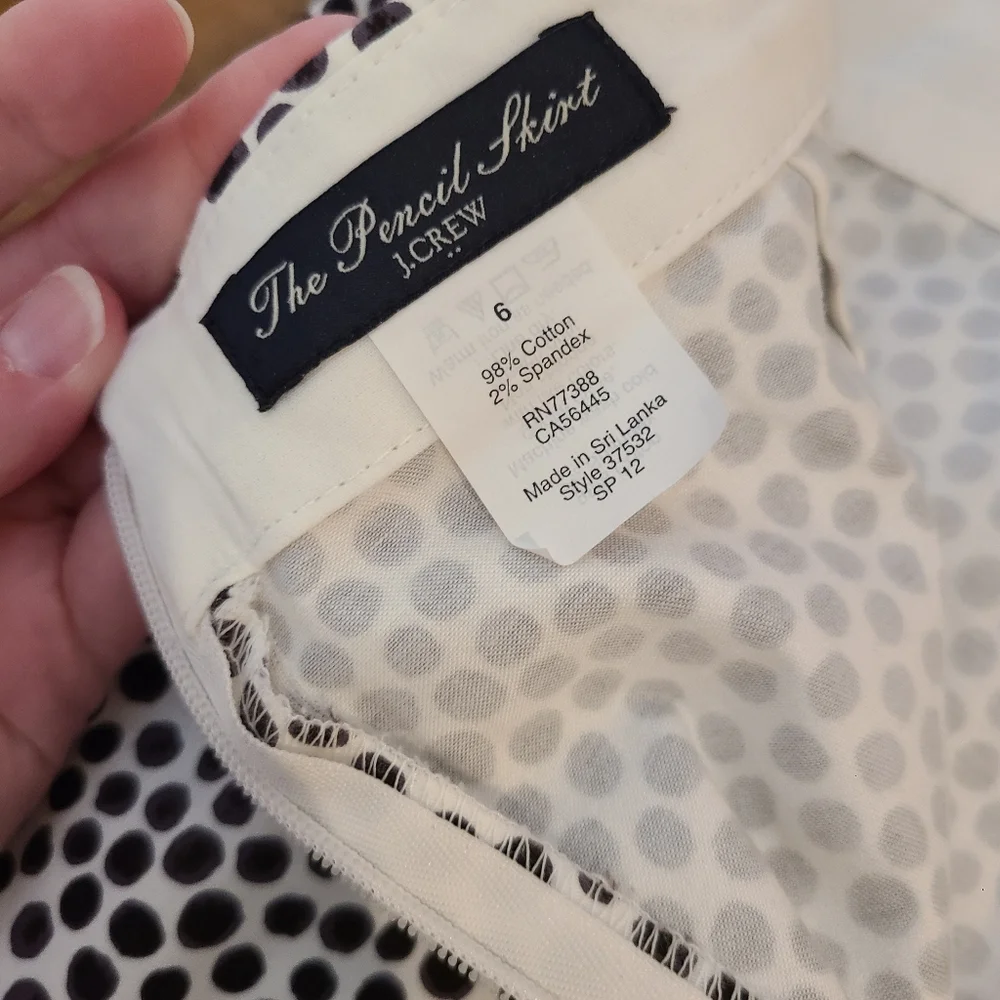 J.crew Factory The Pencil Skirt In Black And White Dot Print